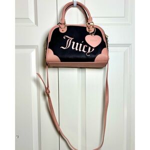 Juicy Couture Black/Pink Bowler Style Handbag w/ Strap
